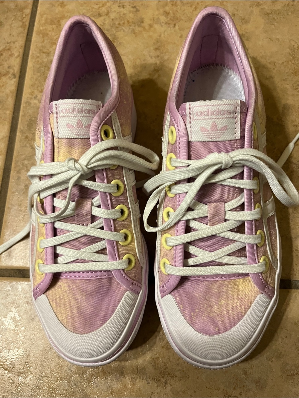 adidas Pink and Yellow Low-Top Sneakers